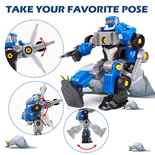 REMOKING 3 in 1 Take Apart Robot Toy for Boys,Educational Building Car Toy with Tool Drill,Deformable Robotics Truck Construction Engineering Play Kit,Gift Toy for 3 4 5 6 7 Year Old Kid Boy Girl