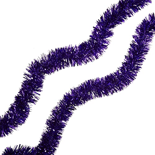 SHATCHI 1.8m/6Ft Purple Luxury Deluxe Chunky Christmas Tinsel Garland Xmas Tree Decorations