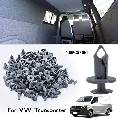 100PC For Transporter T4 T5 T6 Longer Long Trim Panel Clips Grey Carpet Lining Plastic Retainer Rivets Auto Bumper Fasteners Fixing Buckles Fixed Clamp Car replacement accessories parts repair