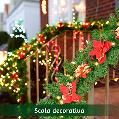 Christmas Garland, LED Christmas Tree Garland, Christmas Garland, 2.7m 200 Branches, Christmas Decoration Garland for Fireplace with Garden Stairs