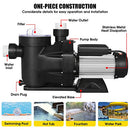 Pool Pump, 1850W Powerful Self Priming, Drainage 560L Per Minute.2.5HP Above Ground Pool Pump with Large Filter.