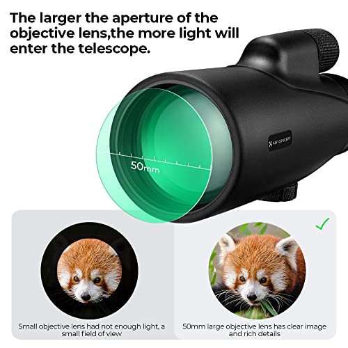 K&F Concept 12 x 50 Monocular Telescope HD Mobile Phone Telescope BAK4 Prism Monocular for Bird Watching, Hunting, Hiking, Starwatching and Sports Events