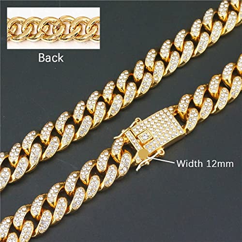 Dog Chain Diamond Cuban Collar Walking Metal Chain Collar with Design Secure Buckle, Pet Cuban Collar Jewelry Accessories for Small Medium Large Dogs Cats (14 Inch)