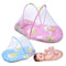 ZZM Infant Baby Mosquito Net Crib Foldable Zipper Sleeping Cushion Collapsible Travel Cot with Pillow 95 * 47 * 40 cm (Pink)