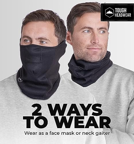 Tough Headwear Winter Face Mask & Ski Mask Neck Gaiter - Cold Weather Half Balaclava - Tactical Neck Warmer for Men & Women, Black - Balaclava, One Size
