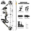 20-70lbs Compound Bow Arrow Set Archery Hunting Target Shooting RH Adjustable 320fps Masters Beginner Bow Kit,Outdoor Fishing,Camo