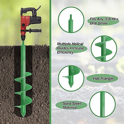 Auger Drill Bit for Planting, 4x25Inch Garden Earth Auger Drill Bit, Spiral Drill Hole Rapid Planter Seedling & Bedding Plant,Ground Planting Drill Bit Auger Post Hole Digger for 3/8''Hex Drive Drill