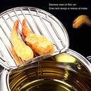 Alvinlite Deep Fryer Pot (°F), 8“ 2Qt (2.2L) Small Janpanese Style Tempura Stainless Steel Mini Frying Pot with Thermometer Lid Oil Drip Drainer Rack for French Fries Fish Chicken Wings Shrimp Kitchen