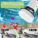 Electric Spin Scrubber, Cordless Bathroom Tub Scrubber with Long Handle & 7 Replaceable Cleaning Heads, Extension as Short Handle, Portable Power Shower Brush Household Cleaning Tools for Tile Floor