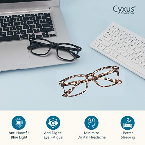 Cyxus 2 Pack Blue Light Blocking Glasses Filter UV400 Computer Gaming Glasses Square Frame Eyeglasses for Women Men 4002T03