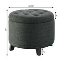 Convenience Concepts Designs4Comfort Round Storage Ottoman 19.75" - Versatile Contemporary Foot Stool for Living Room, Office, Gray Fabric