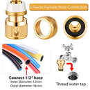 Outus 6 Pieces Brass Hose Tap Connectors 1/2 Inch and 3/4 Inch 2-in-1 Faucet Adapter 1/2 Inch Garden Hose Quick Connector with 18 Pieces Sealing Ring Shower Hose Washer for Garden Hose Pipe Tube