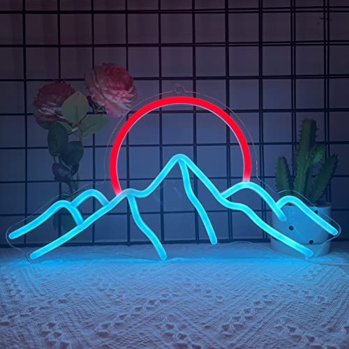 Mountain Neon Sign for Wall Decor, Anywin Dimmable Sunrise Sunset Led Signs with Ice Mountains Neon Signs Art For Living Room, Bedroom Gaming Room, Hotel Decor, Cool Gifts for Friends, Partner