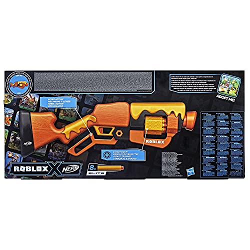 Nerf Roblox Adopt Me!: BEES! Lever Action Blaster, 8 Nerf Elite Darts, Code To Unlock In-Game Virtual Item