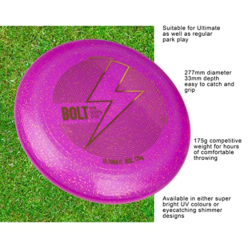 (Purple Shimmer) - Bolt OneSevenFive Ultimate Frisbee Flying Disc Loads of UV Colours Available (Purple Shimmer)