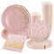 Pink Gold Party Plates Cups and Napkins,96Pcs Paper Plates and Napkins with Party Tableware,Disposable Plates for Girls Hen Party Decoration,Birthday Party,Baby Shower,Wedding,Bridal Shower,Tea Party