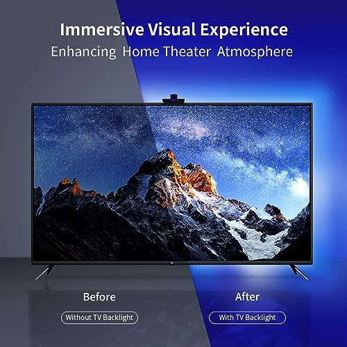 Smart LED TV Backlights with Camera for 75-85 inch TVs, 16.4ft RGB+IC Immersion TV Lights, Sync to Music, Scene Mode, Compatible with Alexa & Google Assistant, App Control, WiFi Strip Lights