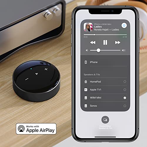 WiiM Mini AirPlay2 Wireless Audio Streamer, Multiroom Stereo, Preamplifier, Compatible with Alexa and Siri Voice Assistants, Stream Hi-Res Audio from Spotify, Amazon Music and More