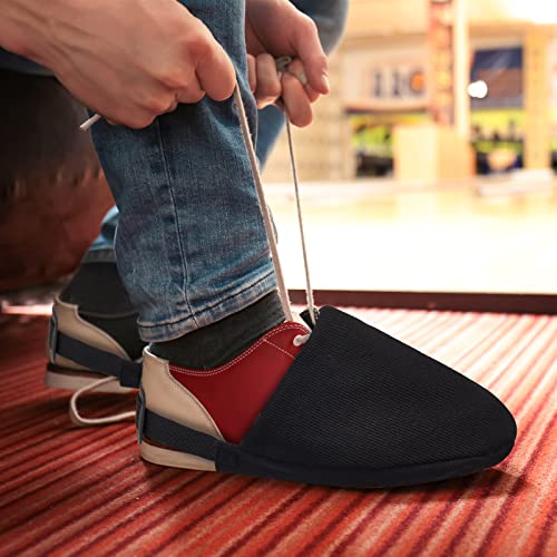 Zhanmai Bowling Shoe Slider 2 Pack Bowling Shoe Cover with Elastic Band Adjustable Bowling Accessories for Men Women Bowler Playing Ball Dancing, L (Black), Black, Large