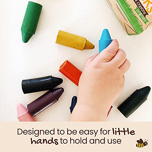 Honeysticks Pure Beeswax Crayons - Non Toxic Crayons Made with Food Grade Ingredients that are Baby and Toddler Safe - For 1 Year Plus - Easy to Use and Hold For Early Grip Development - 12 Pack