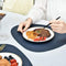 JTX Placemats Set of 2 Round Leather Placemats for Dining Table Heat-Resistant Non-Slip Washable Insulation Place Mats for Kitchen Nordic Style Placemats (Blue)