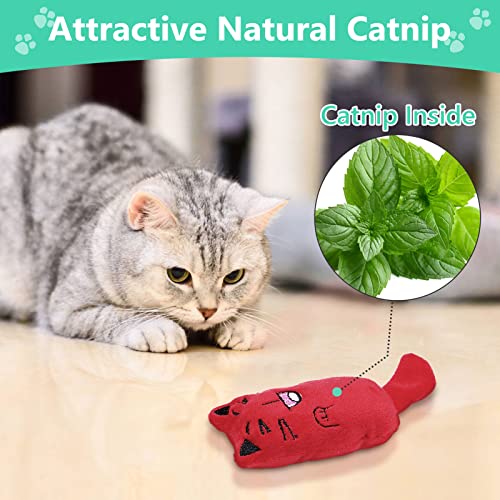 Catnip Toys, [8 PCS] Soft Plush Cat Nip Chew Toy for Indoor Cats, Interactive Kitten Pillow Kitty Teething Toy