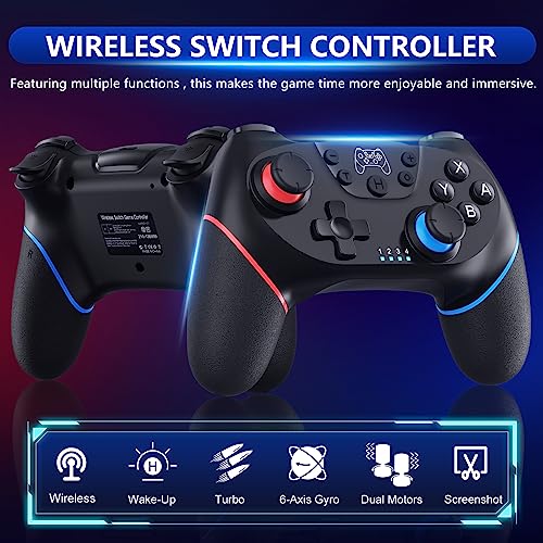 [2023 New Version] CuleedTec Wireless Switch Controller, Switch Pro Controller Remote Gamepad Compatible with Switch/Lite/OLED, with 6-Axis Gyro, Dual Motors, Wake-up and Turbo Function