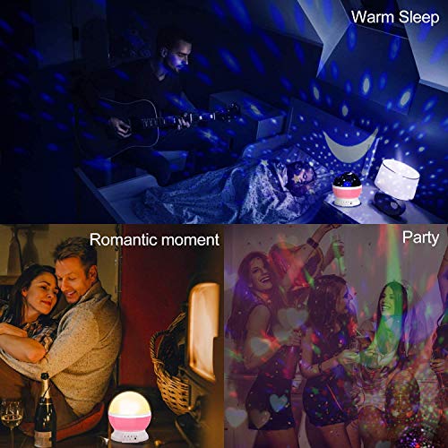 Baby Night Lights, Moon Projector 360 Degree Rotation - 4 LED Bulbs 8 Color Changing Light, Romantic Night Lighting Lamp, Unique Gifts for Birthday Nursery Women Children Kids Baby