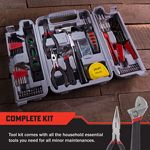 Stalwart Household Hand Tools, 130 Piece Tool Set by, Set Includes – Hammer, Wrench Set, Screwdriver Set, Pliers (Great for DIY Projects)