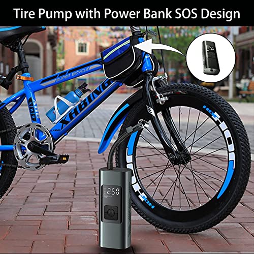 Portable Tire Inflator Air Compressor Cordless, DC12V 6000mA Backpack Digital Air Pump for 2 Car Tires/Time, 150PSI Auto-Off Tire Pump with Pressure Gauge for Car Bike Balls, Power Bank w/LED Light