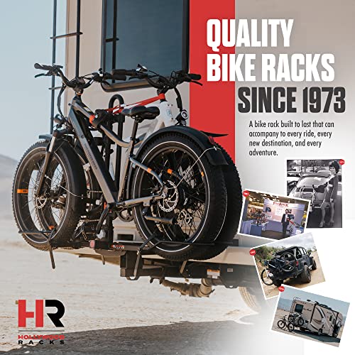Hollywood Racks RV Rider Hitch Bike Rack for 2 E-Bikes up to 80 lbs Each - Premium Electric Bike Rack for RV, Fifth Wheel, Flat Towed Vehicle - Durable EBike Rack for Standard and Fat Tire Bikes