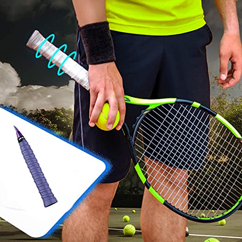 2 Pcs Tennis Badminton Racket Grip Tape Anti-Slip Absorbent Overgrip Grips Tape for Squash, Fishing Rods, Bicycle Motorcycle Handles, PU Material Breathable Elastic Loose-Proof Keel Tape (Glow)