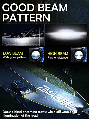 ZIMABLUE 7 inch LED Headlight 2PCS Cool White High Low Beam Plug and Play 7" round Headlights H6024 LED Headlight DOT Approved Compatible with Jeep Wrangler JK TJ CJ, Truck SUV etc
