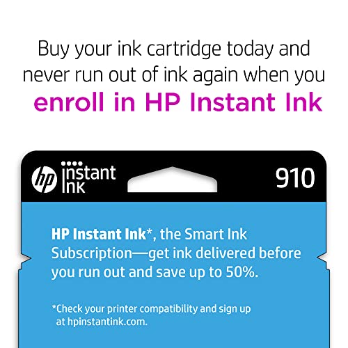 Original HP 910 Black Ink Cartridge | Works with HP OfficeJet 8010, 8020 Series, HP OfficeJet Pro 8020, 8030 Series | Eligible for Instant Ink | 3YL61AN