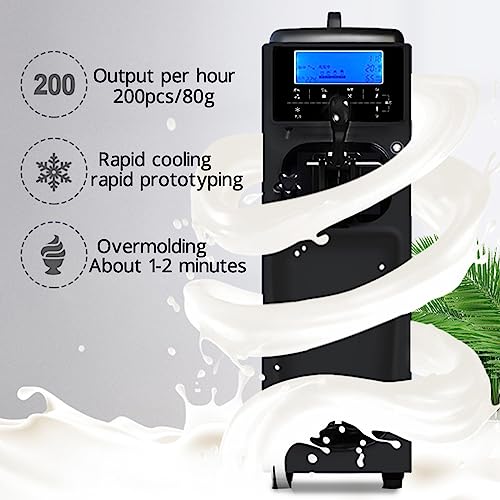 Ice Cream Maker Soft Ice Cream Machine Commercial Ice Cream Making Machine Summer Snack Shop Cafe Desktop Ice Cream Maker Countertop Serve Ice Cream Machine for Home, Party