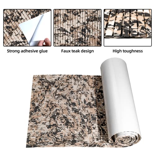 FOCEAN Boat Flooring EVA Foam Boat Decking Marine Flooring Camo Brushed Non-Slip Self-Adhesive Boat Carpet for Motorboat Yacht Kayak RV Swimming Pool 94.5"x15.7", Desert Camo