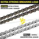 FITTOO Single Speed Bike Chain 1/2 x 1/8 Inch 114 Links, Extra Strong, 1 Speed Bicycle Drive Train with Chain Connector