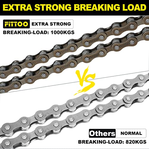 FITTOO Single Speed Bike Chain 1/2 x 1/8 Inch 114 Links, Extra Strong, 1 Speed Bicycle Drive Train with Chain Connector