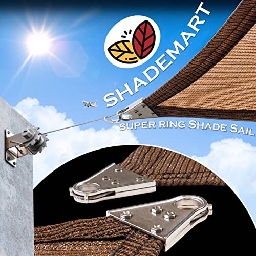 ShadeMart 20' x 22' Brown Rectangle Super Ring Sun Shade Sail Canopy Awning SMTAWR2022,Commerical Grade, Reinforced Corners, Edges & 260 GSM Permeable Fabric - Customized Available - 5 Years Warranty