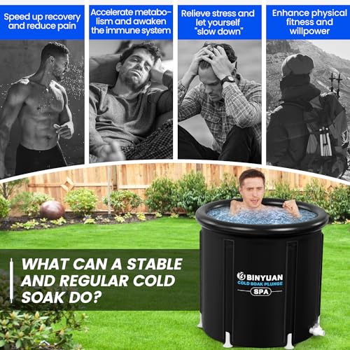 BINYUAN XL Large Ice Bath Tub for Athletes With Cover 99 Gallons Cold Plunge Tub for Recovery, Multiple Layered Portable Ice Bath Plunge Pool Suitable for Gardens, Gyms and Cold Water Therapy Training