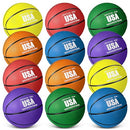 12 Pcs Rubber Basketballs Official Size Bulk Streetballs Multicolor Basket Balls with Pump Plain Basketball Set for Adult Youth Boys Girls Gifts Indoor Outdoor Training Practice Games (Size 5, 27.5'')