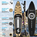 SereneLife Inflatable Stand Up Paddle Board (6 Inches Thick) with Premium SUP Accessories & Carry Bag | Wide Stance, Bottom Fin for Paddling, Surf Control, Non-Slip Deck | Youth & Adult Standing Boat