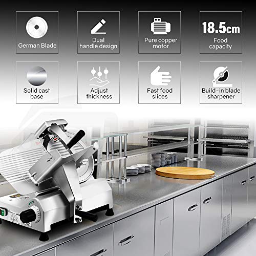 EuroChef Commercial Meat Slicer 10" Blade 320W Electric Multi-Purpose Stainless Steel Machine