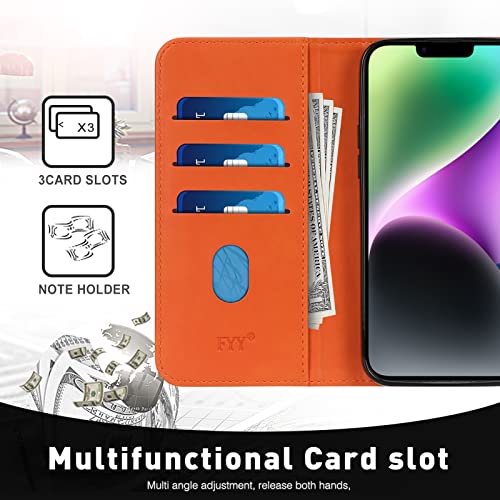 FYY Wallet Case for iPhone 14 Case Compatible with MagSafe,Luxury PU Leather Wallet Phone Case Flip Folio Protective Shockproof Cover with[Card Holder] for iPhone 14 6.1 inch-Black