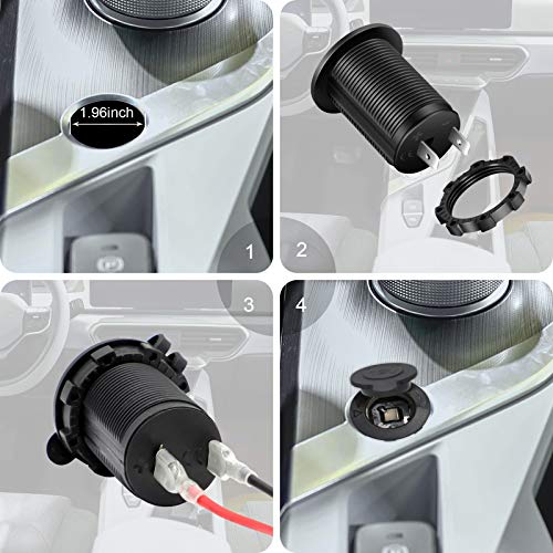 12V Cigarette Lighter Socket Car Marine Motorcycle ATV RV Lighter Socket Power Outlet Socket Receptacle Waterproof Plug 3Pack By MXRS