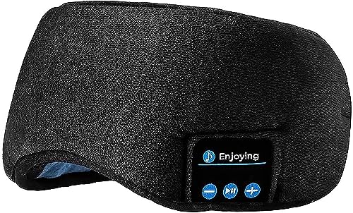 Bluetooth Sleeping Headphones,Perytong Skin-Friendly Wireless Music Bluetooth Sleep Eye Mask,Upgraded Travel Sleeping Headset,Bluetooth Handsfree Sleep Eye Shades Built-in Speakers Microphone Washable