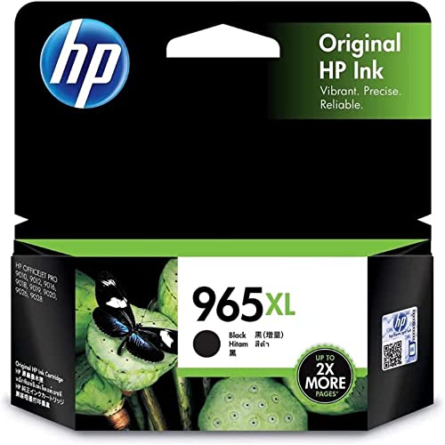 HP 965XL Genuine Original High Yield Black Ink Printer Cartridge works with HP OfficeJet Pro 9010 All-in-One Printer series, HP OfficeJet Pro 9020 All-in-One Printer series - (3JA84AA)