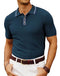 PJ PAUL JONES Mens Knitted Polo Shirts Short Sleeve Textured Pullover Golf Polo T Shirts, Navy Blue, Medium