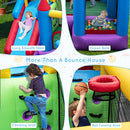 Costway Inflatable Bounce House, Jumping Castle for Kids w/ Slide, Bouncy Castle with Jump Area, Climbing Wall, Basketball Hoop, Includes Carry Bag, Stakes, Repair Kit, 50 Ball Pit Balls for Outdoor Indoor Party (No Blower)