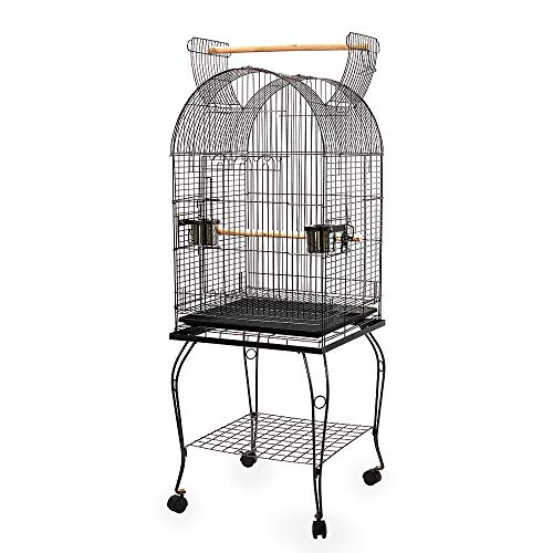 i.Pet Bird Cage 53 x 53 x 150cm Large Guinea Pig Pet Birds Parrot Ferret Cages Aviary Budgie Finch Canary Stand Toys,Black 2 Perch with Wheel + Slide-Out Removable Tray